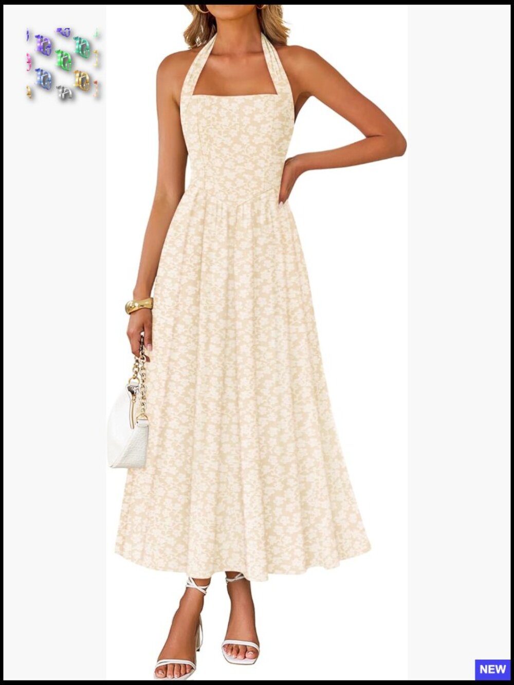 Floral Halter Maxi Dress Elegant Cocktail Party Wedding Guest Summer
